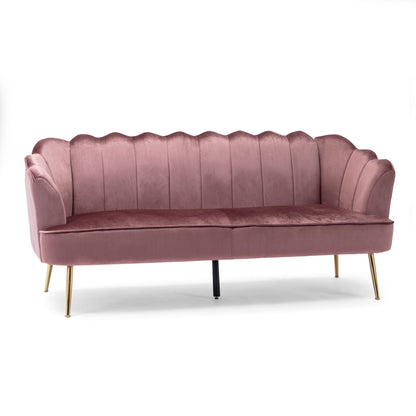 Modern Glam 3 Seater Sofa With Velvet Texture