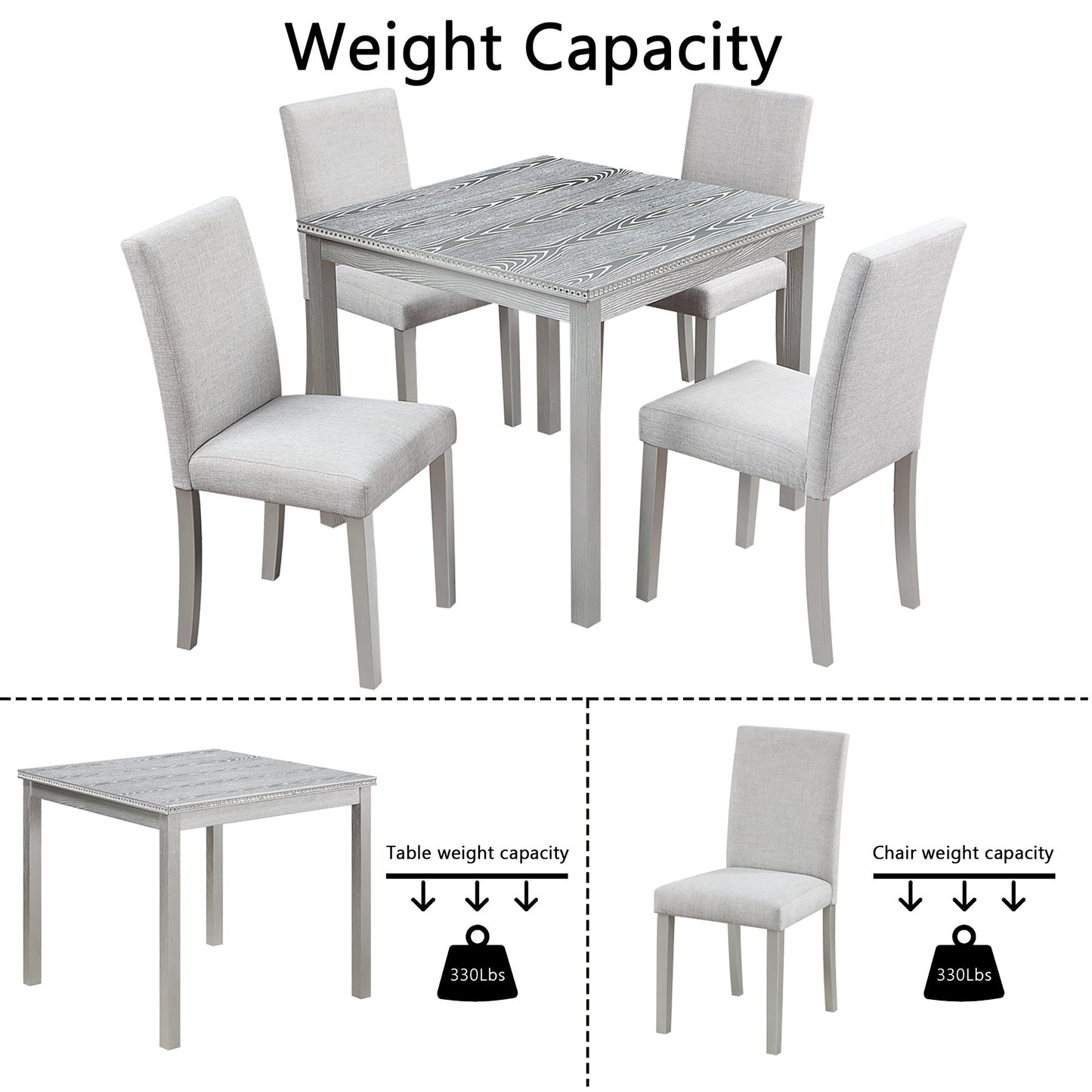 Dining Table Set With Crystal Decoration And Upholstered Chairs