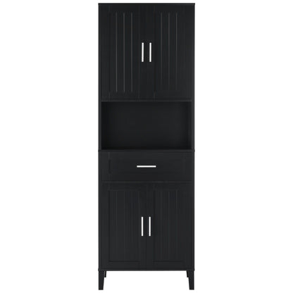 Freestanding Tall Bathroom Cabinet With Soft Close Doors And Adjustable Shelves