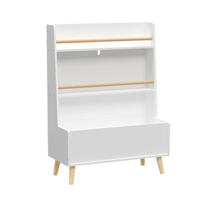 Bookshelf , Book Organizer With Toy Storage - White