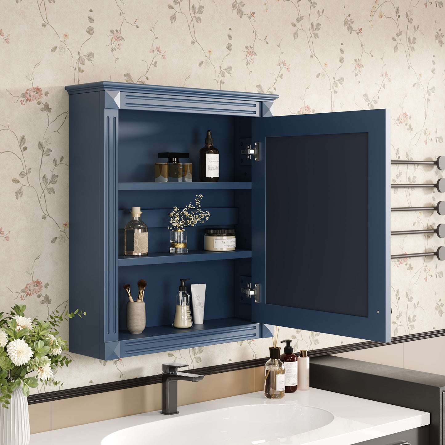 Wall Mounted Bathroom Storage Cabinet With Mirror, Medicine Cabinet With Height Adjustable Shelf