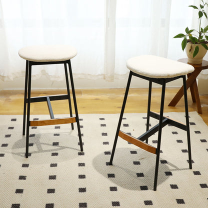 Modern Bar Stools Comfortable & Stylish, Soft Fabric Upholstered, Backless (Set of 2)