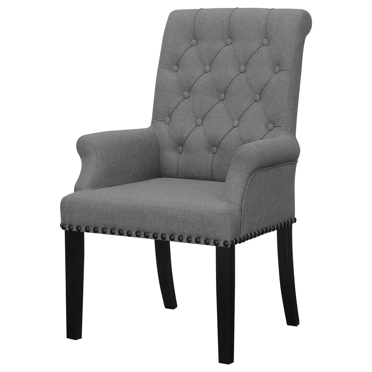 Tufted Arm Chair With Nailhead Trim