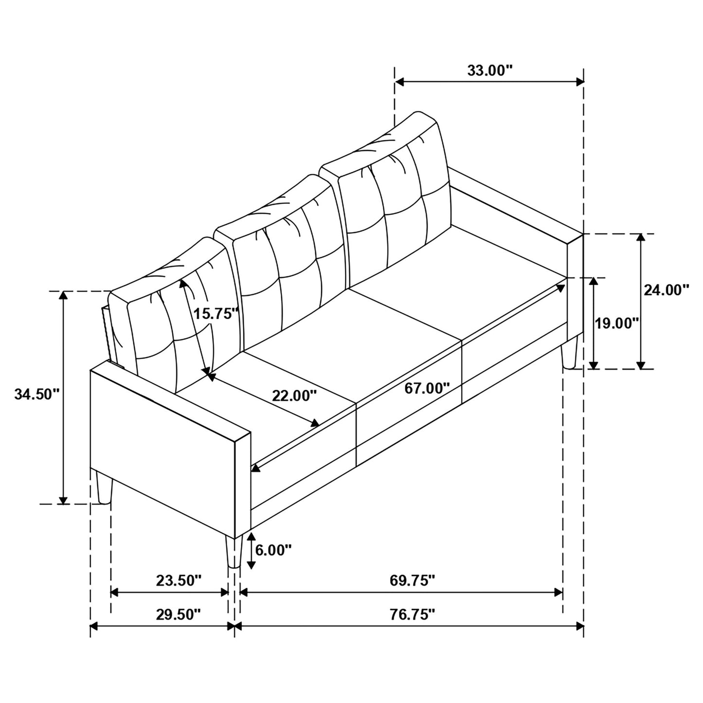 Harvey - Track Arm Tufted Sofa