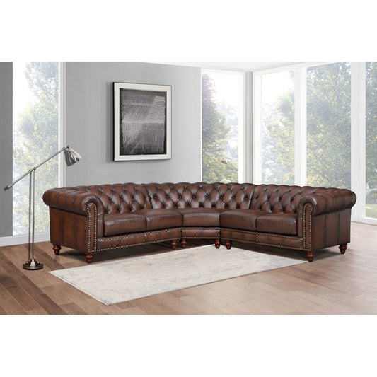 Alton Bay - Leather Symmetrical Sectional - Brown