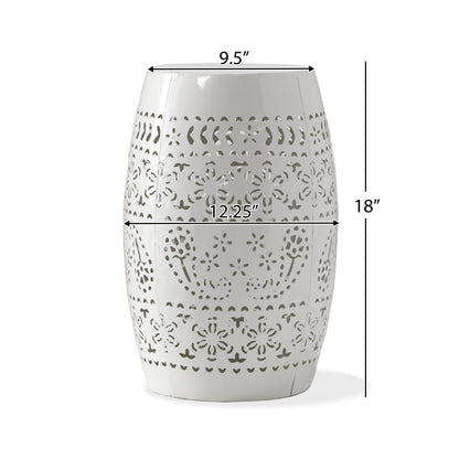 Transitional Ruby - Side Table With Lace Cut Design - White
