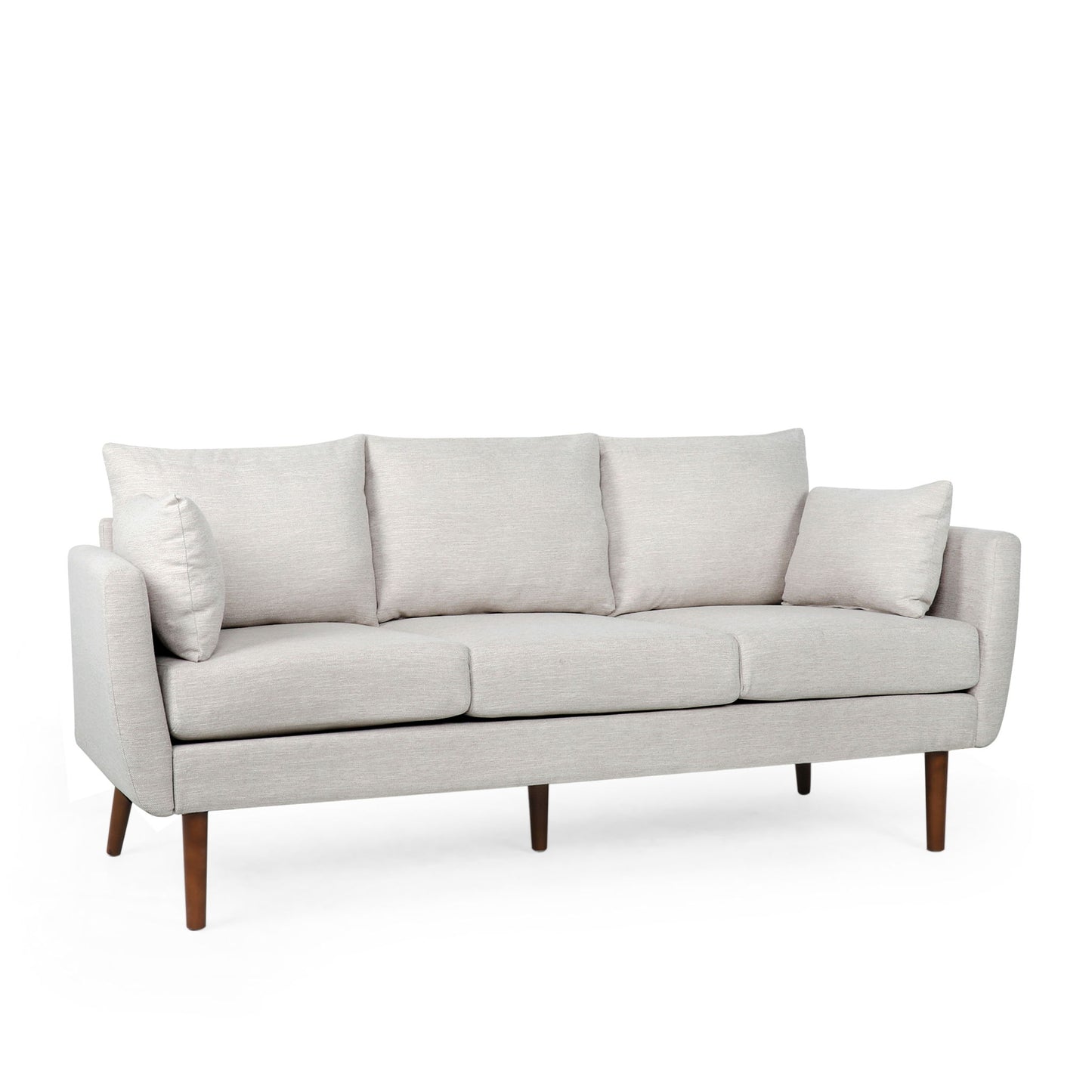 Diaphanous - Upholstered 3 Seater Sofa With 2 Accent Pillows And Wood Legs