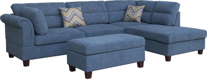 Diego - Sectional Sofa With Right Facing Chaise, Storage Ottoman, And 2 Accent Pillows