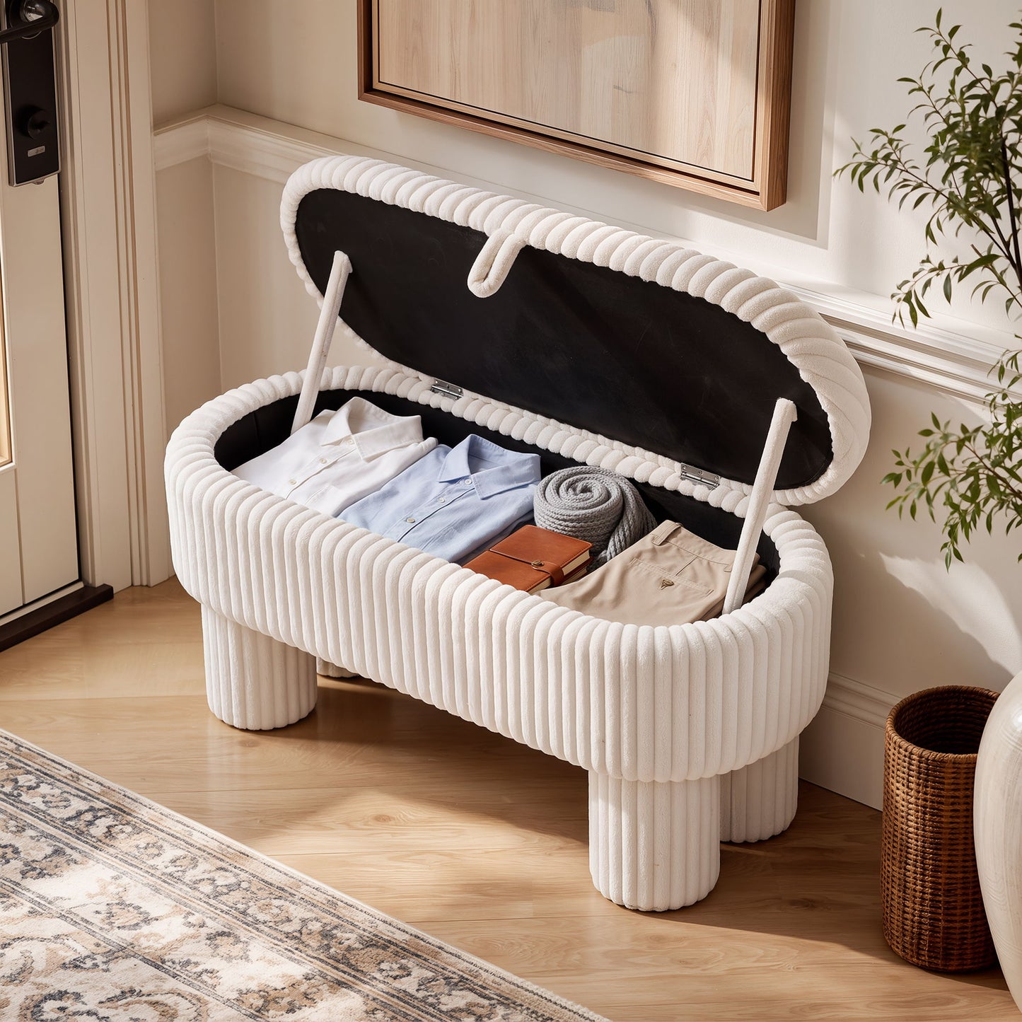 Modern Storage Ottoman Bench For Living Room