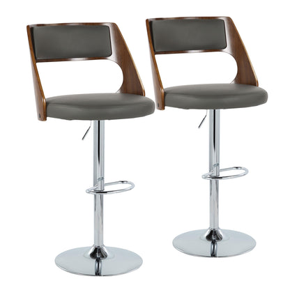 Cecina - Mid-Century Modern Adjustable Height Barstool Wth Swivel And Oval Footrest (Set of 2)