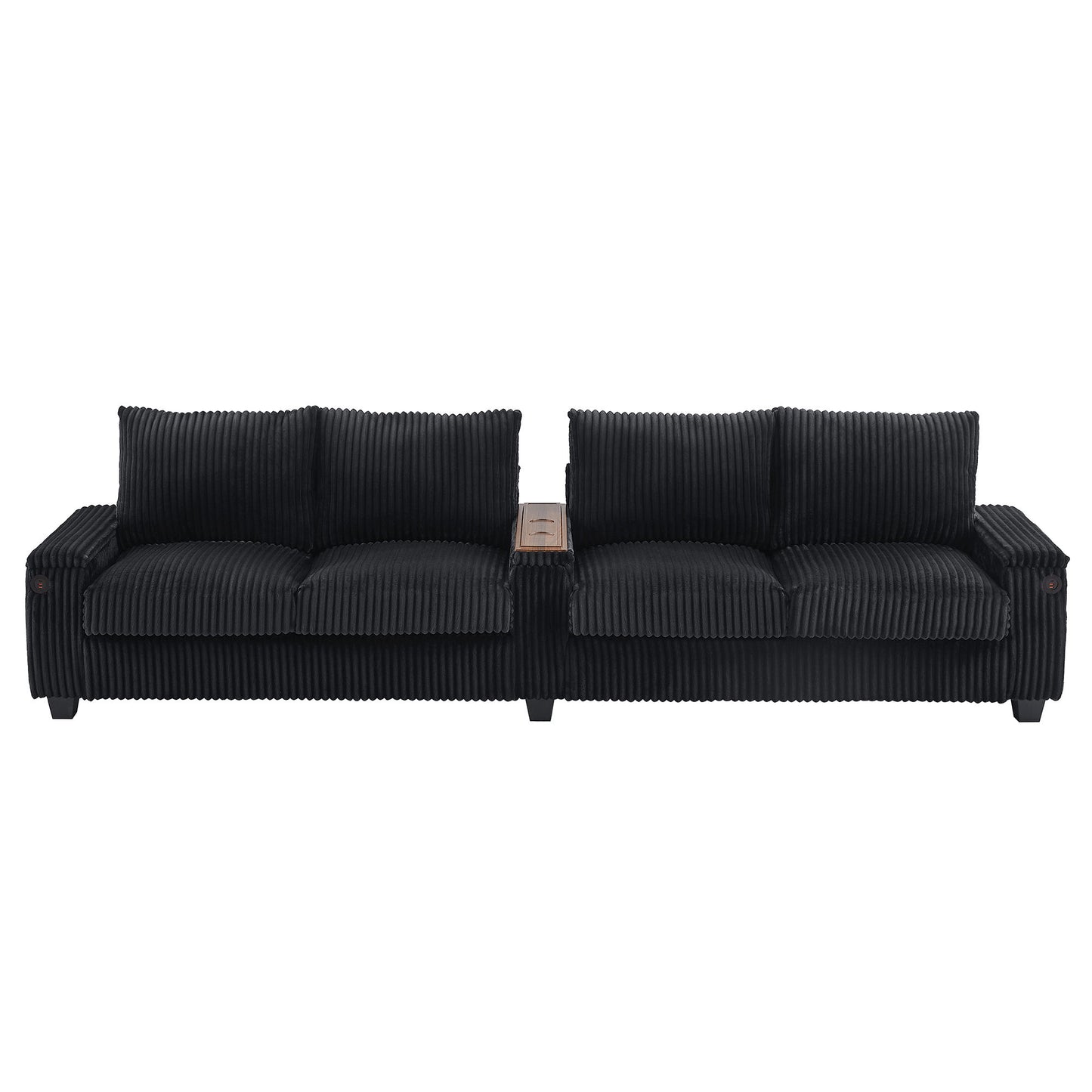 Modern 4 Seater Corduroy Sofa Couch With USB Ports And Hidden Storage