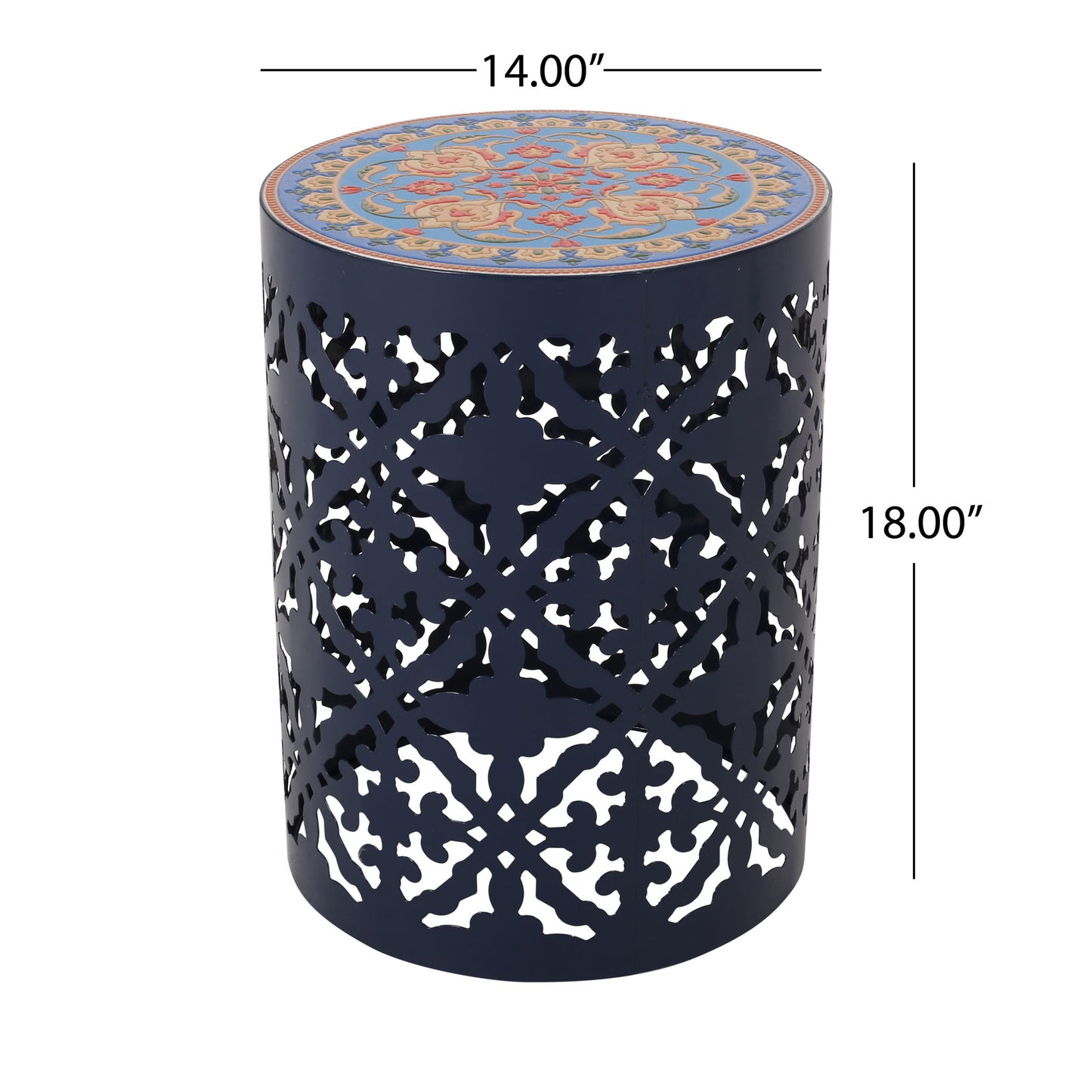 Airy - Outdoor Side Table With Lace Cut Design And Metal Frame