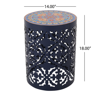 Airy - Outdoor Side Table With Lace Cut Design And Metal Frame