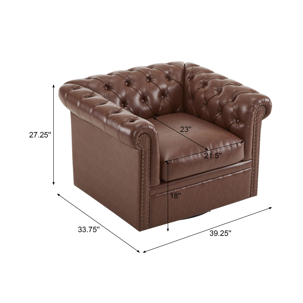 Chesterfield Style Swivel Club Chair With Button Tufted