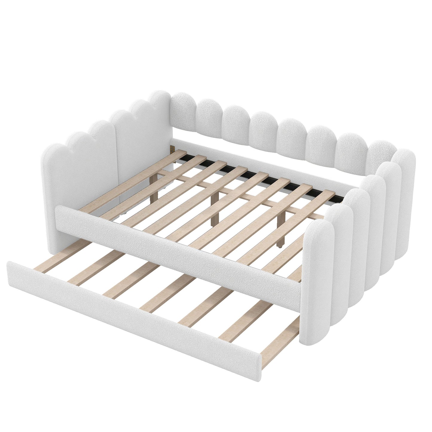 Upholstered Daybed With Curved Ribbed Panel Design