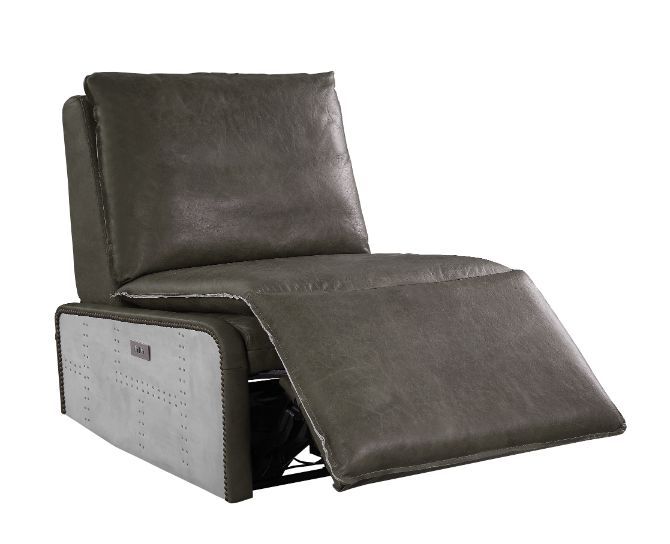 Metier - Recliner - Gray Top Grain Leather & Aluminum