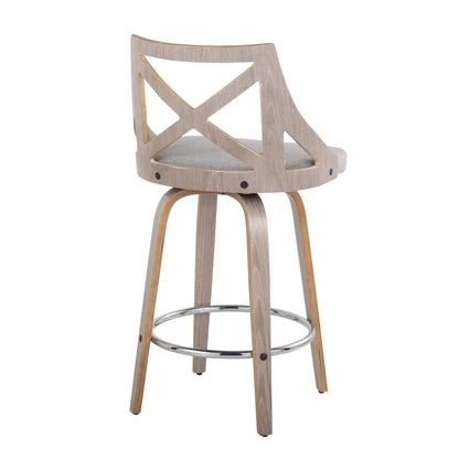 Charlotte - Farmhouse Fixed Height Counter Stool With Round Footrest (Set of 2)