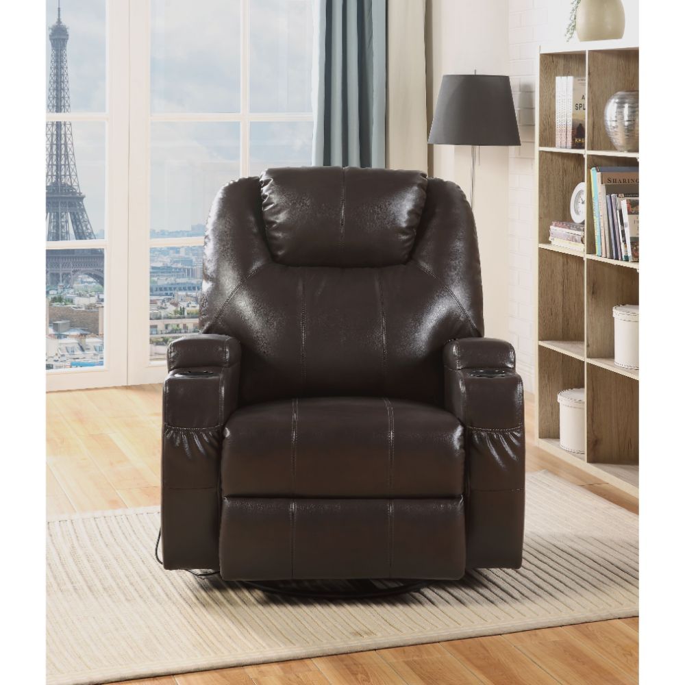 KD Back, Features: Rocker, 360 Swivel Degrees, Power Massage & Cup-Holder • Motion Reclining Function (External Latch Handle).