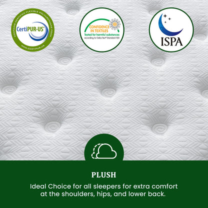 Snooze Mattress Company Glacier - 12" Euro Top Medium Hybrid Mattress With Independently Encased Coils & Gel Memory Foam