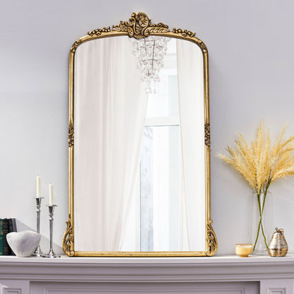 Traditional Handcrafted Over Mantle Mirror - Antique Gold