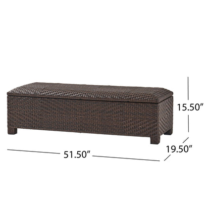 Santiago - Wicker Storage Bench - Brown Multi