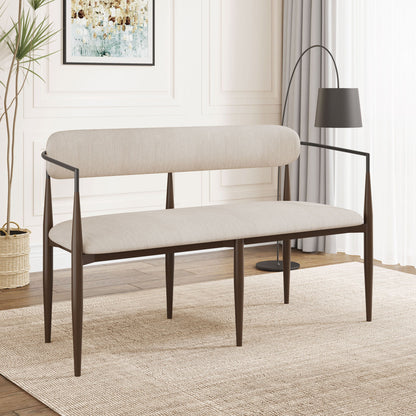 Modern Upholstered Loveseat Settee With Iron Frame