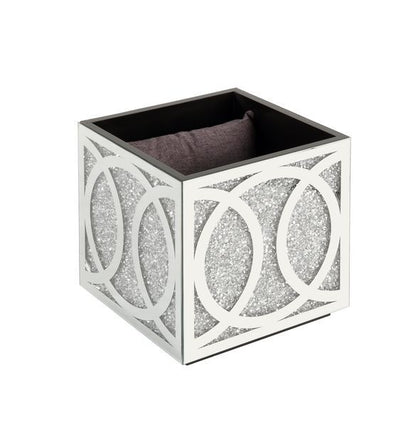 Noralie - 24" Ottoman With Storage - Mirrored & Faux Diamonds