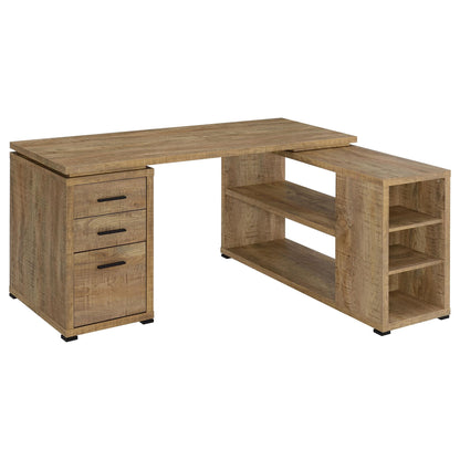 Caelum - L - Shaped Computer Desk With 3 Drawers - Mango Color