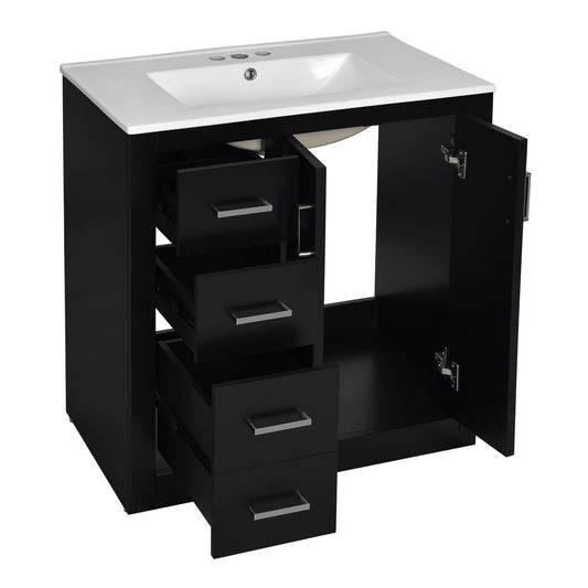 Bathroom Vanity Set With Sink, Storage Cabinet With Drawers & Soft Closing Doors