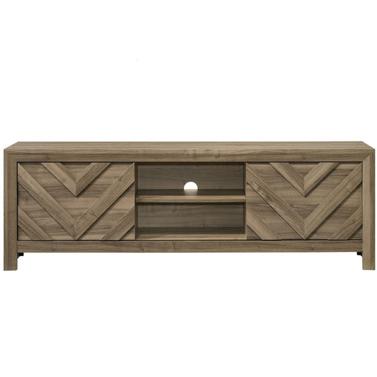 Chevron Patterned Living Room TV Stand - Light Brown