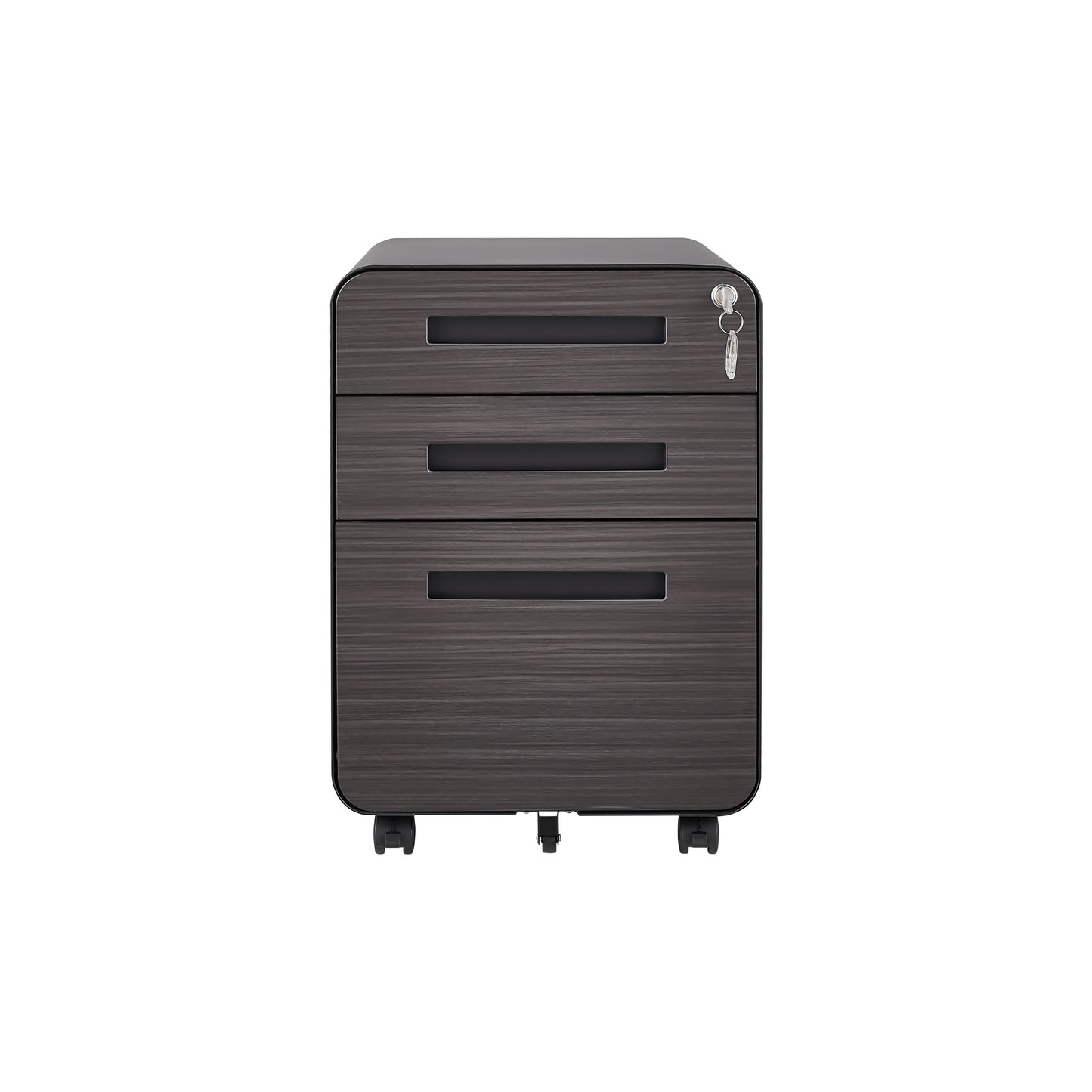 3 Drawer Mobile File Cabinet Under Desk Office, Simple Style Versatile Storage Cabinet For Legal / Letter / A4 Files, 5 Wheel Design Anti-Tilting Cold Rolled Steel Waterproof Moisture-Proof