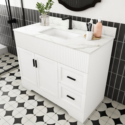 Bathroom Vanity Set, Fluted Cabinet, Soft Close Doors & Drawers - White