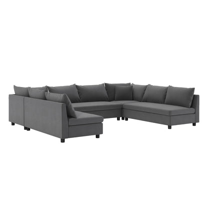 Modular Sectional Reversible U Shaped Couch Set, Free Combination Minimalist Style Oversized 8 Seat Convertible Sofa