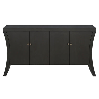 Refined Industrial 4 Door Credenza With Arc Legs & Bronze Clasps