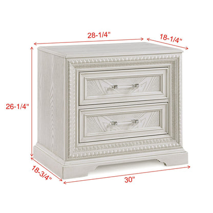 2 Drawer Storage Nightstand Bedroom Furniture - Antique White