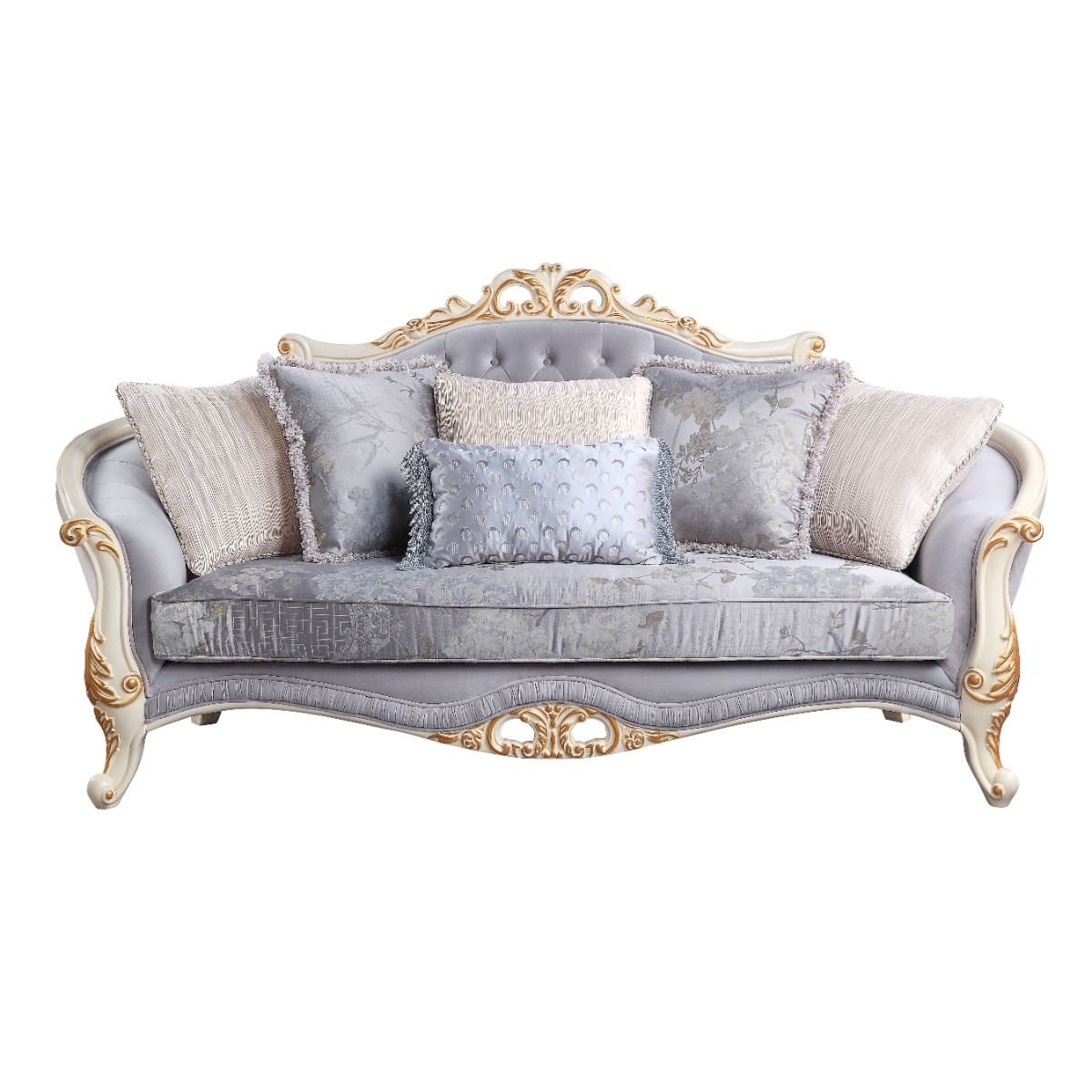 Galelvith - Sofa With 6 Pillow - Gray Fabric