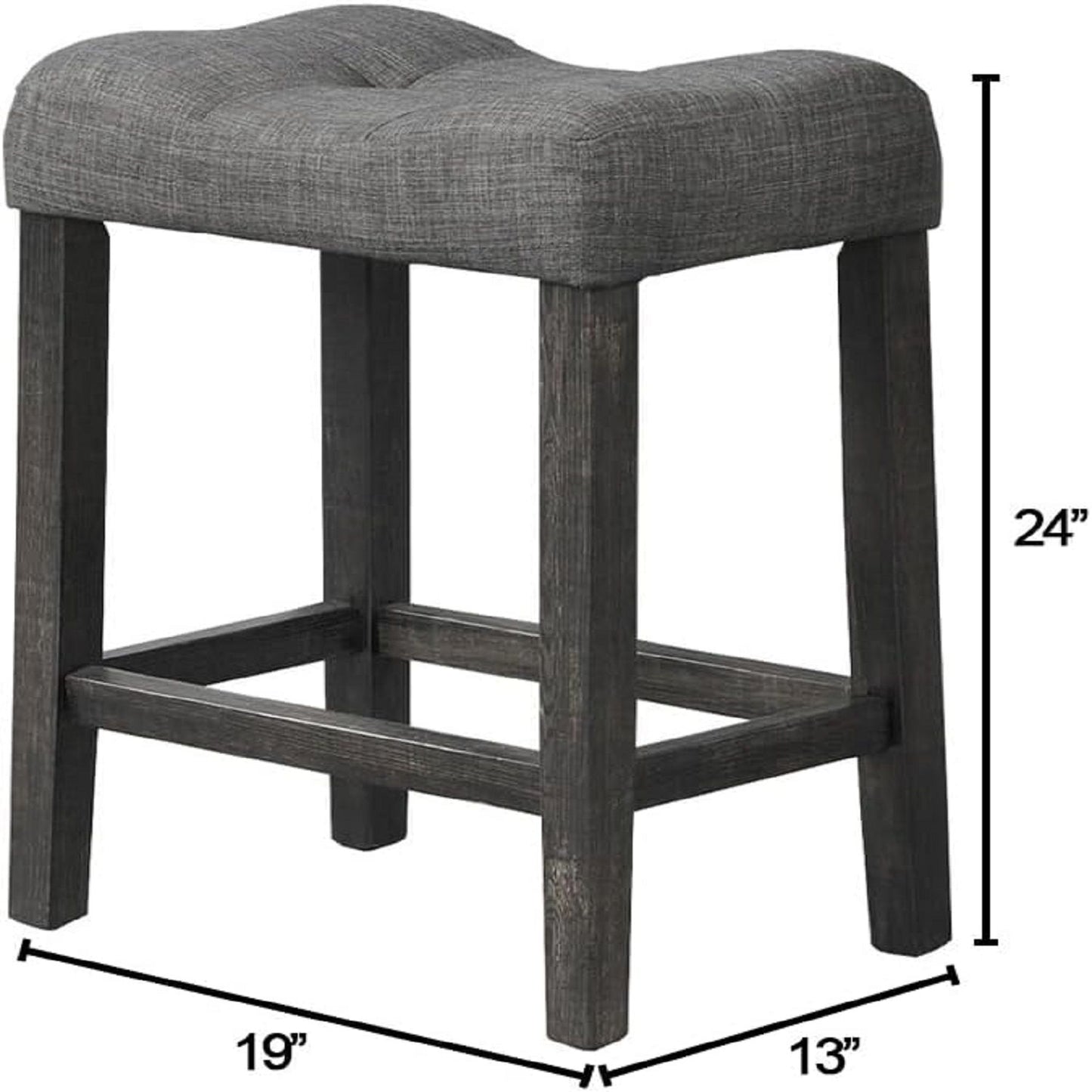 Transitional Style Counter Height Dining Stool With Footrest (Set of 2)