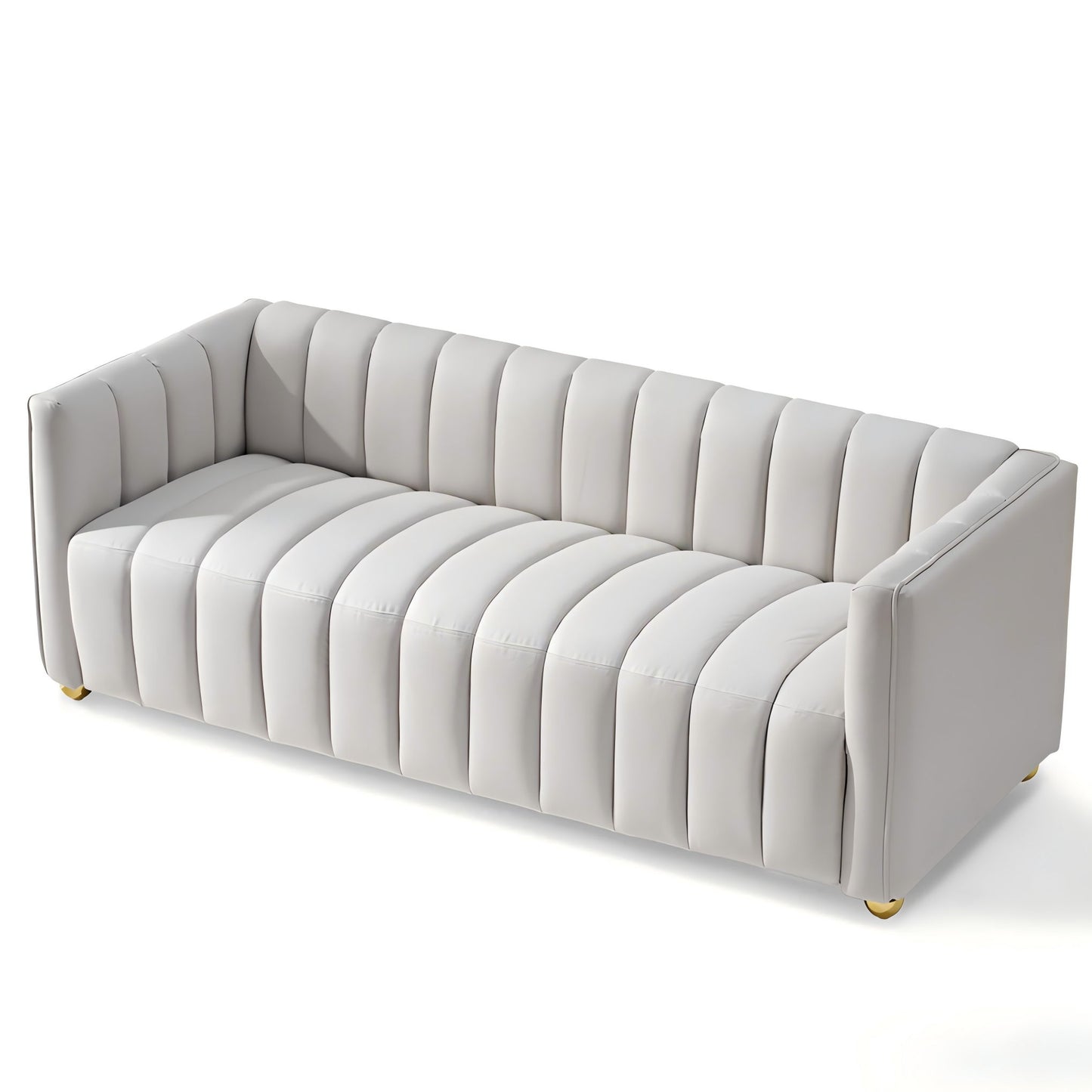 Vertical Channel Tuft Sofa For Apartment Lounge - Ivory