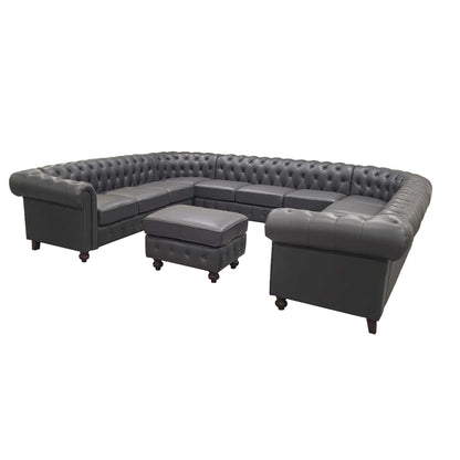 U - Shape Sectional - Blue Gray
