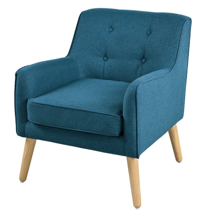 Modern Arm Chair With Tufted Back And Wooden Legs