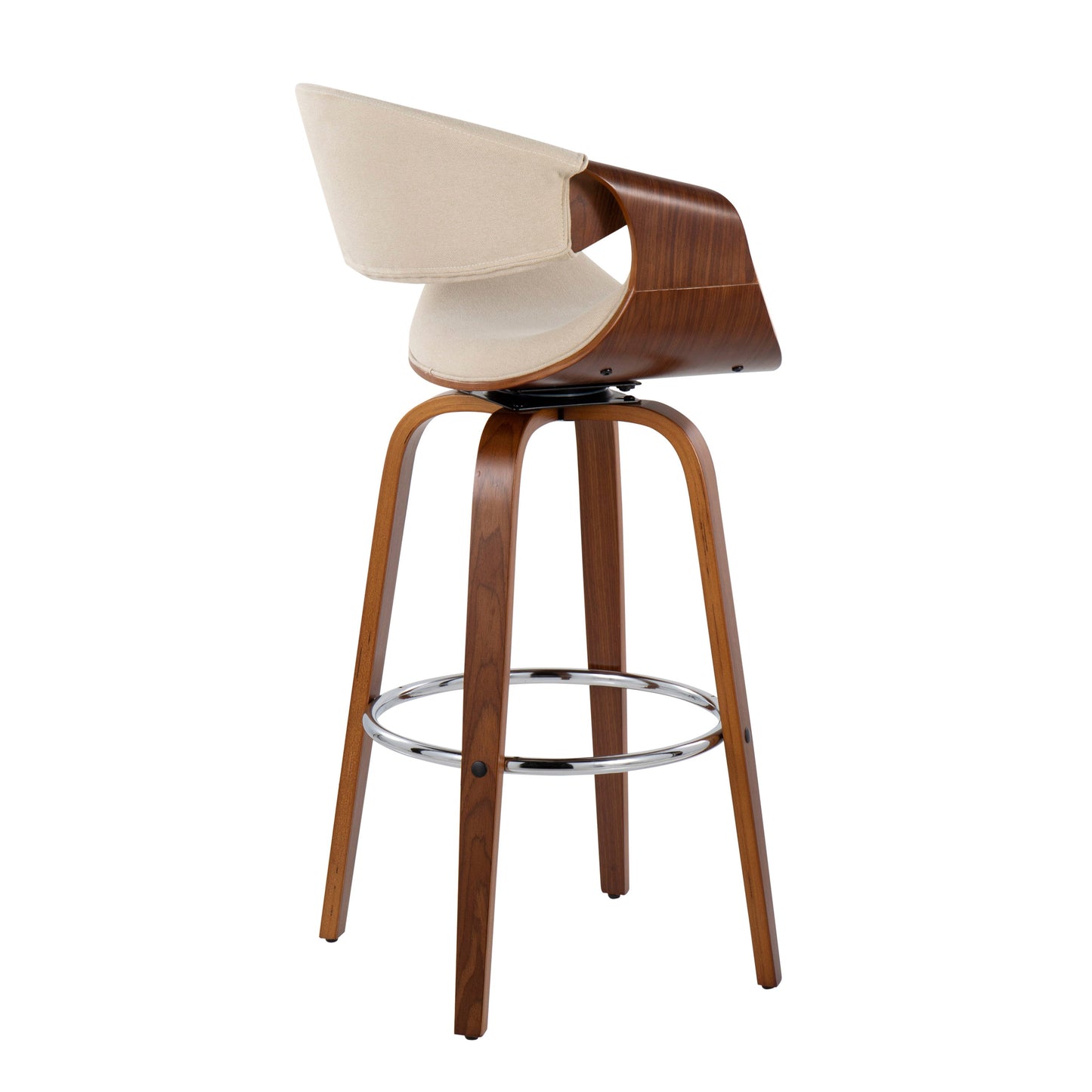 Curvini Mid - Century Modern Fixed Height Barstool With Swivel (Set of 2)