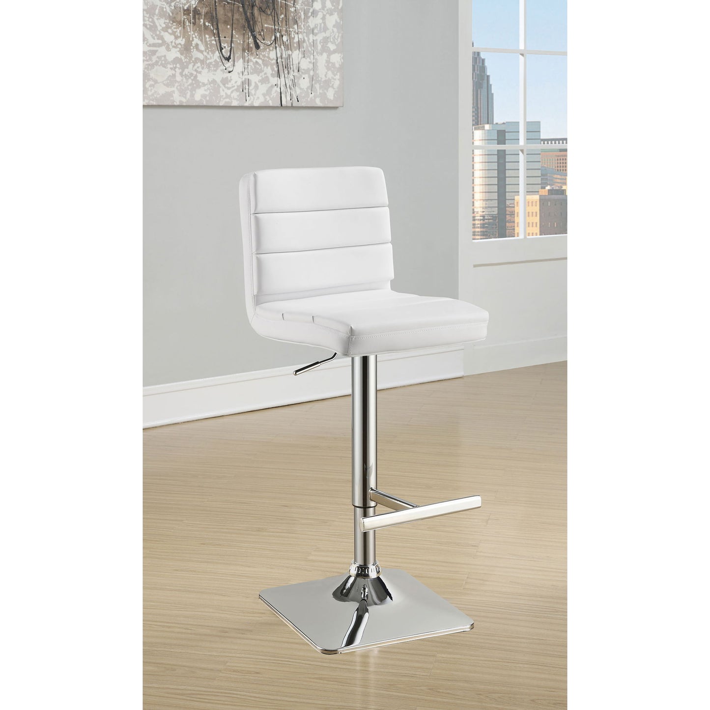 Fresco - Upholstered Adjustable Bar Stool (Set of 2) - White