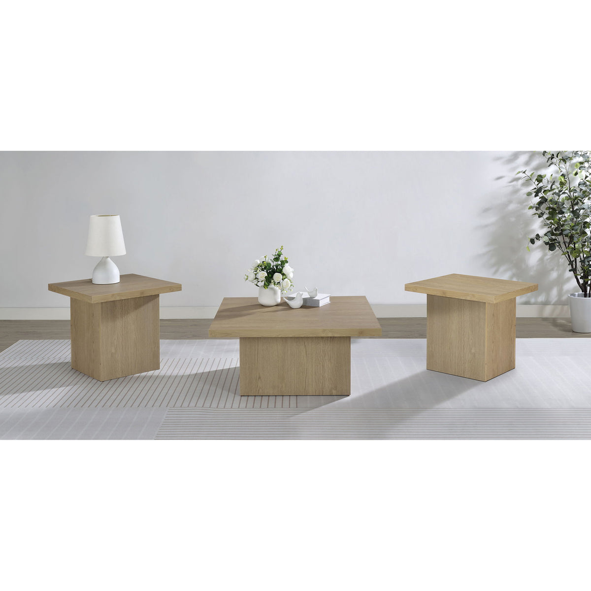 Eldridge - Coffee Table Set With Chunky Square Tops