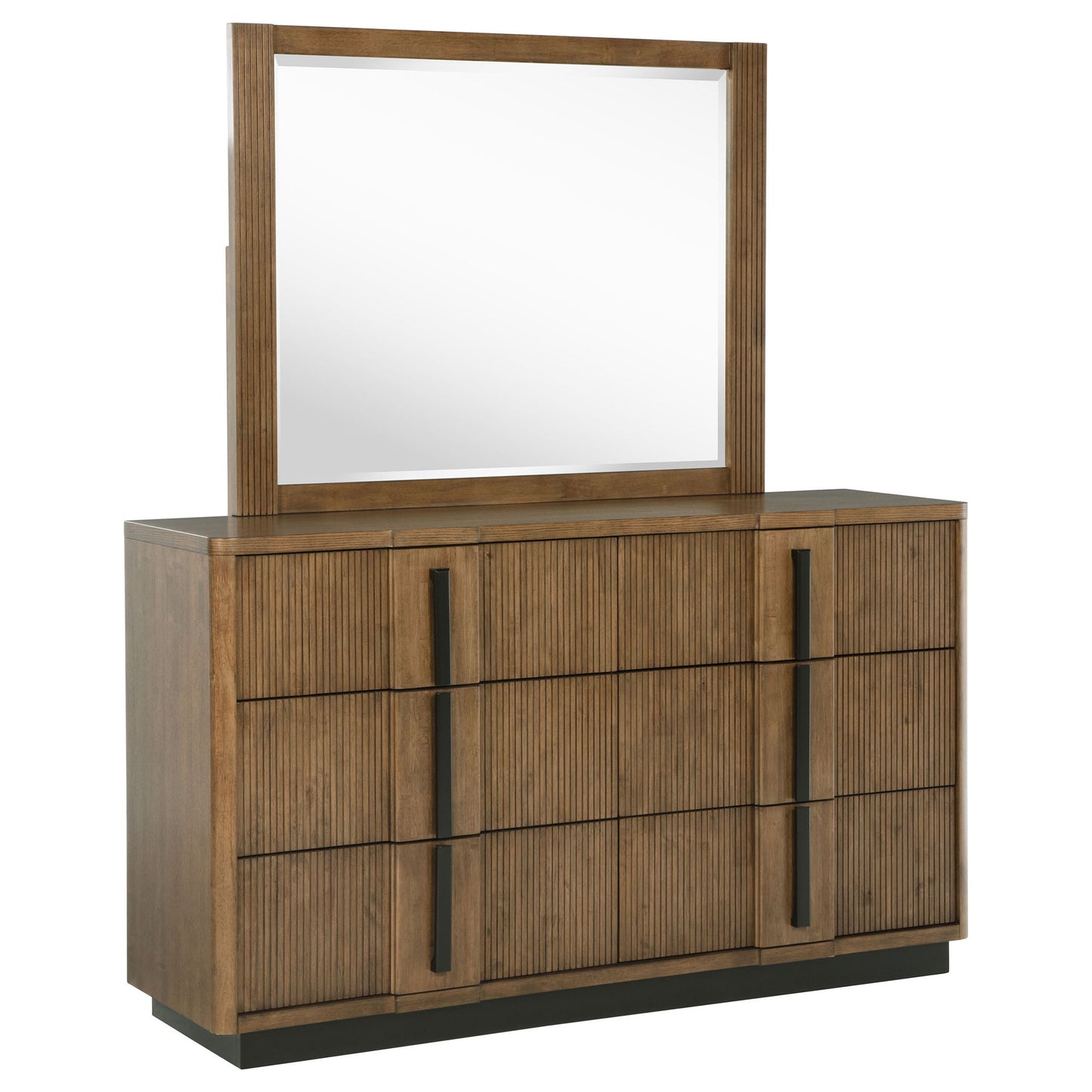 Moraga - 6 Drawer Dresser With Mirror - Ash Brown