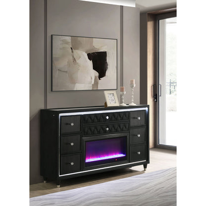 Mika - 8 Drawer LED Fireplace Dresser