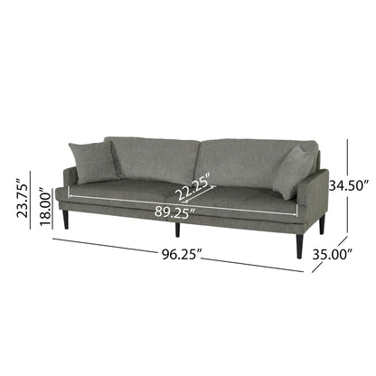 Contemporary 3 Seater Sofa With Plush Upholstery - Gray