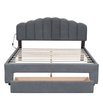 Upholstered Platform Bed With Drawer