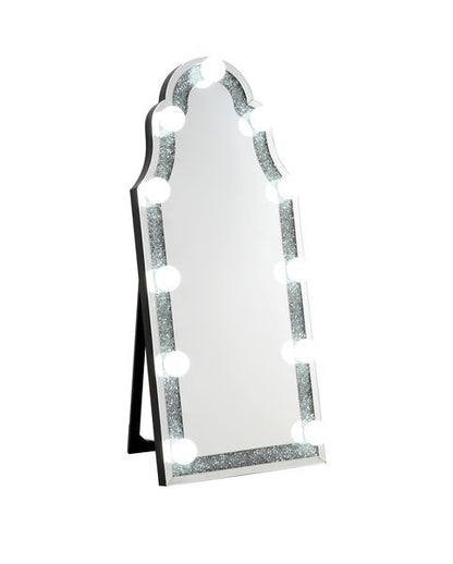 Noralie - Hollywood Floor Mirror - Mirrored & Faux Diamonds