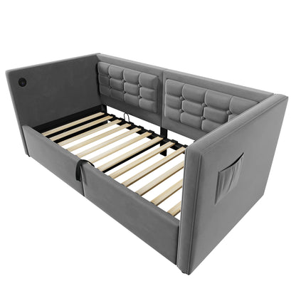 Upholstered Daybed With Hydraulic Storage And USB / Type - C Charging