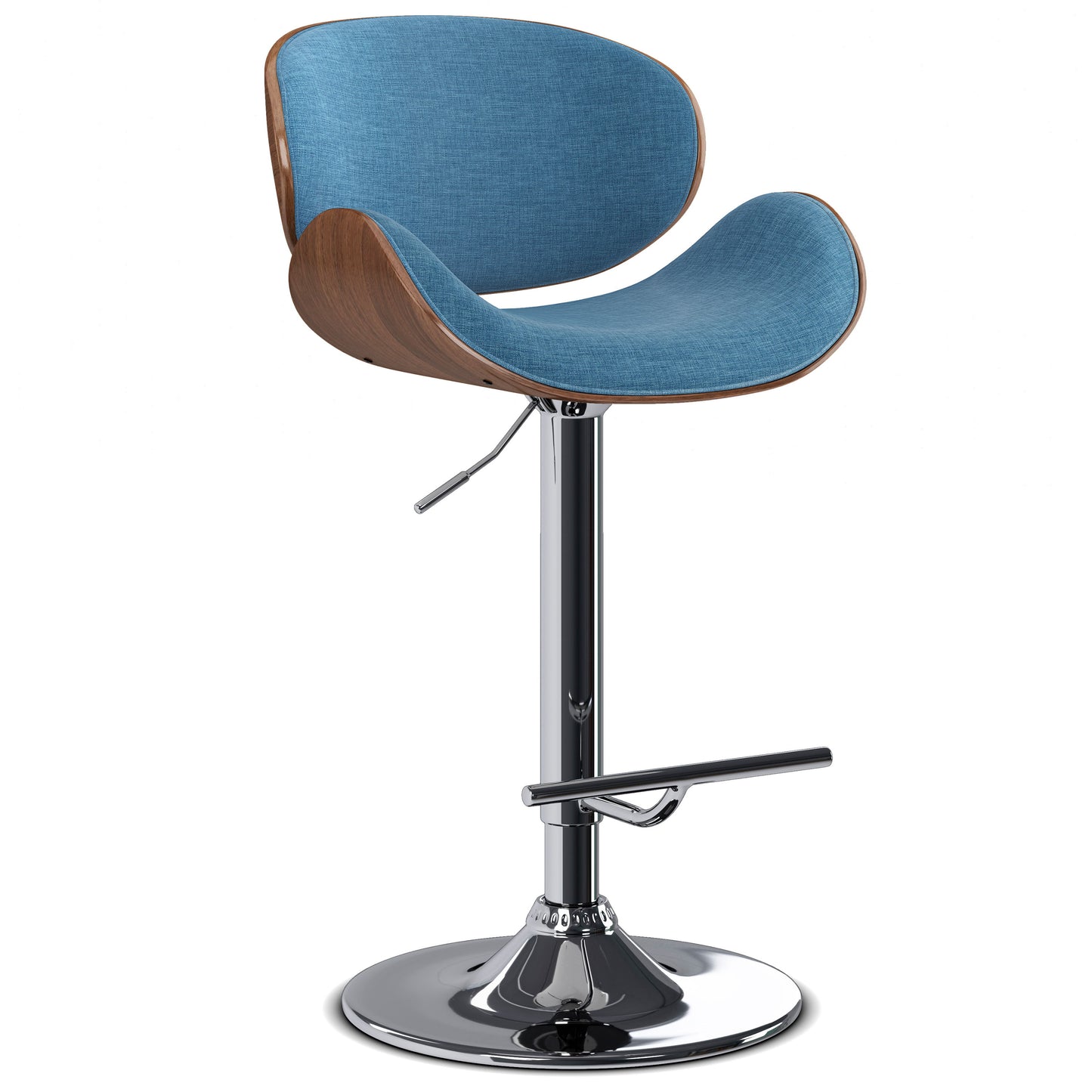 Marana - Bentwood Adjustable Swivel Bar Stool - Blue Linen